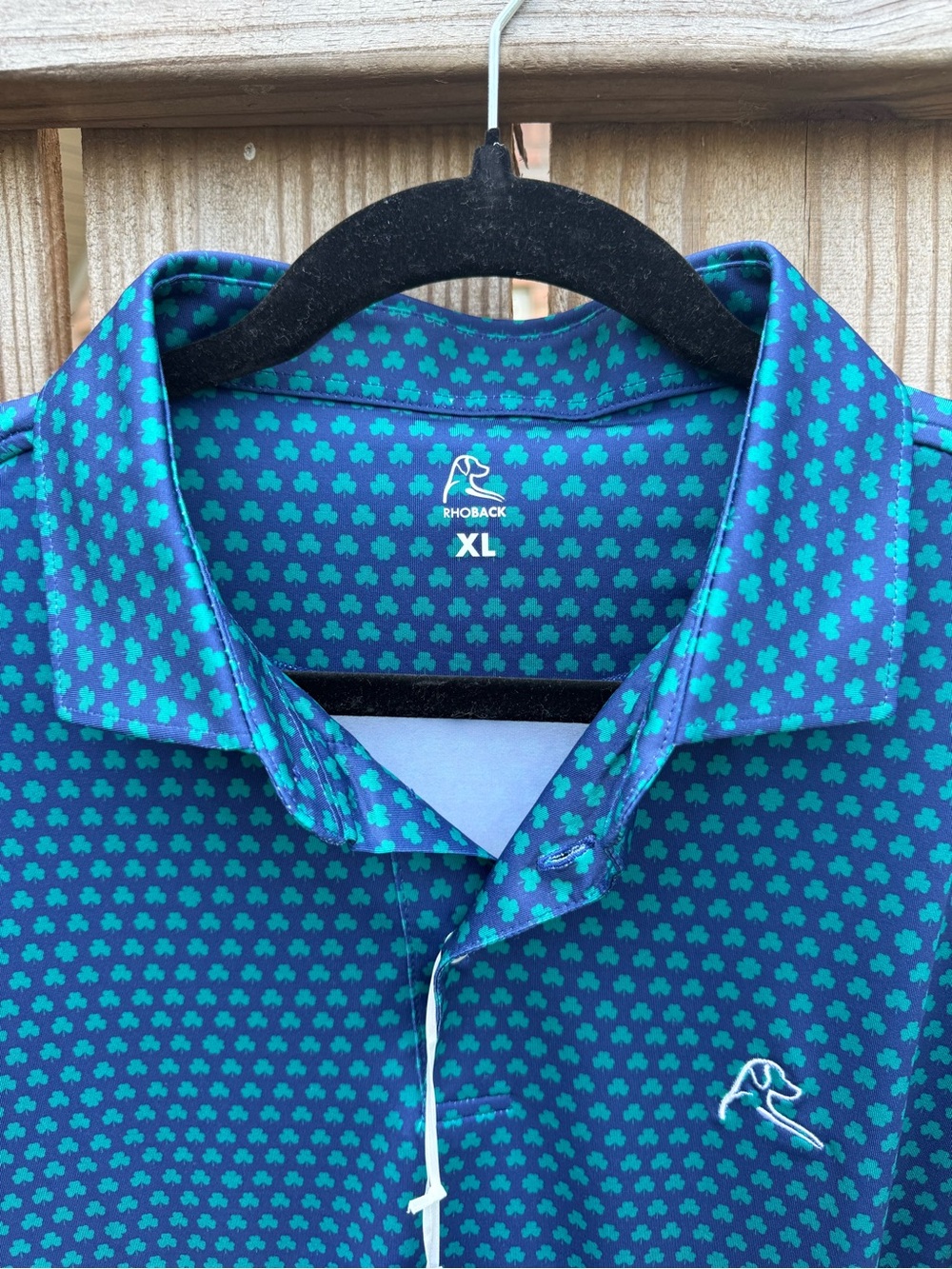 Rhoback Teal Patterned Polo - Short Sleeve Performance - Picture 2 of 5